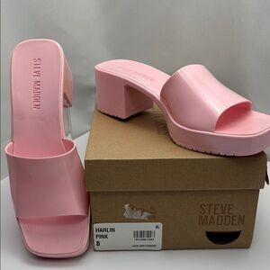 Steve Madden Harlin Pink Jelly Platform Slides/Sandels Women’s Sz8 #0258